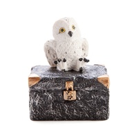 MDI Snowy Owl Metal Chest Trinket Box
