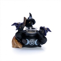 MDI Black Cat Cauldron Tealight Holder