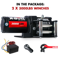 X-BULL Electric Winch 3000LBS 12V Steel Cable 2 Units Boat