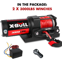 X-BULL 12V Electric Winch 3000lbs Synthetic Rope 2 Pack Wireless ATV Boat