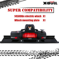 X-BULL 4x4 Electric Winch 12V 14500LBS Synthetic Rope & Mounting Plate