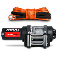 X-BULL 12V 4500LBS Electric Winch Steel Cable Orange Synthetic Rope