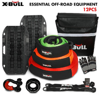 X-BULL 12PC 4WD Winch Recovery Kit Tracks, Snatch Strap & Shackles