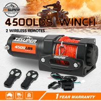 ZESUPER 12V Electric Winch 4500LBS Synthetic Rope ATV UTV Boat