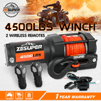 ZESUPER 4500lb 12V Electric Winch Synthetic Rope ATV Boat UTV 4WD