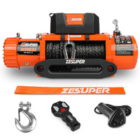 ZESUPER 14500lbs 12V Electric Winch Synthetic Rope 4X4 4WD