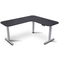 Fortia Corner Standing Desk 160x140cm Black/Silver Height Adjustable