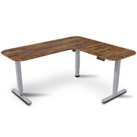 Fortia Corner Standing Desk 160x140cm Walnut/Silver Height Adjustable