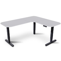 Fortia Corner Standing Desk 160x140cm White/Black Height Adjustable