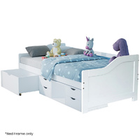 Kingston Slumber Wooden Single Sofa Bed Frame Storage White