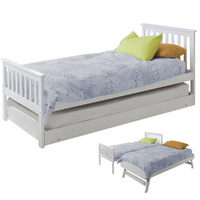 Kingston Slumber Single Bed Frame Pop Up Trundle White
