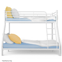 Kingston Slumber Single Over Double Metal Bunk Bed Matte White