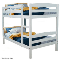 Kingston Slumber Single Bunk Bed Frame Pine 2-in-1 Modular White