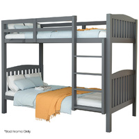 Kingston Slumber Single Bunk Bed Frame Pine Wood Modular Grey