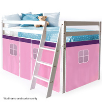 Kingston Slumber Wooden Kids Single Loft Bed with Curtains