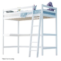 Kingston Slumber Wooden Kids Single Loft Bed with Desk White