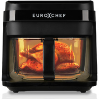 EuroChef 6.5L Air Fryer Digital Electric Glass Container Black