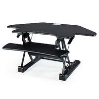 Fortia Corner Desk Riser 110cm Adjustable Sit Stand Dual Monitor Black