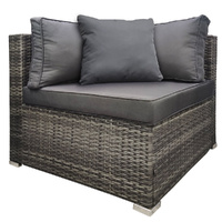London Rattan 1 Seater Outdoor Corner Modular Lounge Chair Grey