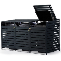 PlantCraft Triple Wood Wheelie Bin Storage Shed 3 Door Enclosure
