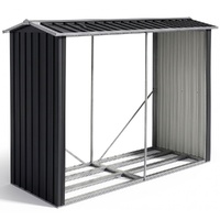 PLANTCRAFT Galvanised Steel Firewood Storage Garden Shed, Anti Corrosion Frame, Easy Assembly, Gloss Black Powder Coat Finish, Pitched Roof