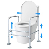 Equipmed Over Toilet Support Frame Safety Grab Aid Rail, 125kg Capacity, Adjustable Height and Width