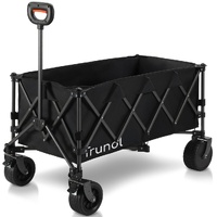 TRUNDL 180L XL Electric Folding Pull Cart, Powerful Easy Hill Climbing, All-terrain Wheels, Wagon for Beach Camping Shopping, Black