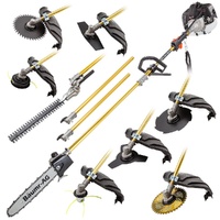 BAUMR-AG 65cc 9in1 Long Reach Garden Multi-tool, Pole Saw, Hedge & Line Trimmer, Brush Cutter, 12" Tree Trimming Pruning Chainsaw Bar, 2 Extension Sha