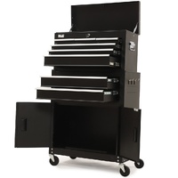 BULLET Pro 8 Drawer Tool Box Chest Cabinet Storage, with 2-Door Toolbox Garage Organiser Set, Black