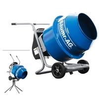 BAUMR-AG 140L Portable Cement Concrete Mixer with Pedestal Stand, 550W Electric Motor, 10 Inch Solid Rubber Wheels