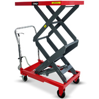 T-REX 300KG Hydraulic High Lift Double Scissor Trolley, 1.3M Max Platform Hgt, Heavy-Duty, for Material Handling