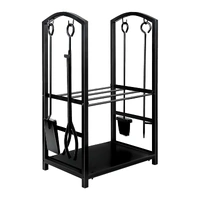 Social Hike Firewood Rack Stand and Fireplace Tool Set - Wood Log Holder