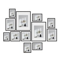 Kitchee 12 Pieces Photo Frame Set - Modern Gallery Wall Mixed Sizes Matt Black