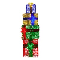 Christabelle 190cm 4-piece Gift Stack Box Christmas Decor Bows Led Lights Xmas