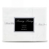 Laura Hill 750 Thread Count Pure Cotton Queen Bed Sheet Set 4 Piece Gift Pack - White
