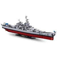 Sluban B1291 Model Kit 1:350 USS Missouri BB63 Mighty Mo Battleship Warship WWII Navy Vessel Boat Blocks DIY Set Toy