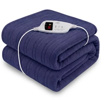 Laura Hill Electric Heated Blanket Throw Soft Coral Fleece w/ 9 Heat Settings - Blue