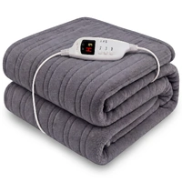 Laura Hill Electric Heated Blanket Throw Soft Coral Fleece w/ 9 Heat Settings - Grey
