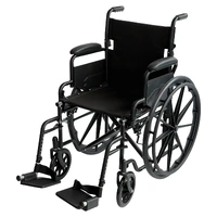 Orthonica 24 Inch Foldable Wheelchair Heavy Duty Steel Frame Manual Mobility & Disability Aid with Brakes Black