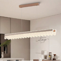 BAMDECOR A188 Nordic Dual Linear Dimmable Acrylic Kitchen Dining Table Pendant Light Minimalist Modern Lighting (Coffee)