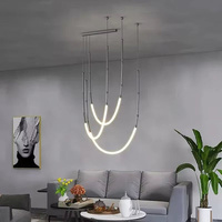 BAMDECOR Minimalistic Retro LED Minimalism Designer Lustre Hanging Lamps Slender-Shape LED Pendant Light (Black)