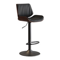 SERENITà European Wooden Modern Bar Stools Bistro Stool with Rotating and Aerodynamic Multi-levelled(Black)