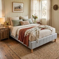 Metal Bedframe Mattress Foundation (Light Grey) – King