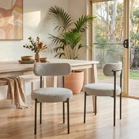 Luxe Boucle Cushioned Elsa Dining Chairs in White Quartz