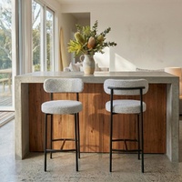 Sleek White Quartz Metal Boucle Elsa Bar Stools