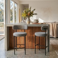 Contemporary Grey Boucle Elsa Low Bar Stools