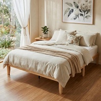 Warm Wooden Natural Bed Base Frame – Queen
