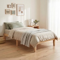 Single Size Warm Wooden Natural Bed Base Frame – Single