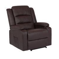 Home Recliner Chair - PU Leather Sofa Lounge Armchair MARLO BROWN
