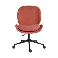 Office Desk Chair - Linen Fabric Armless Swivel Study Seat OVOID EARTHY RED